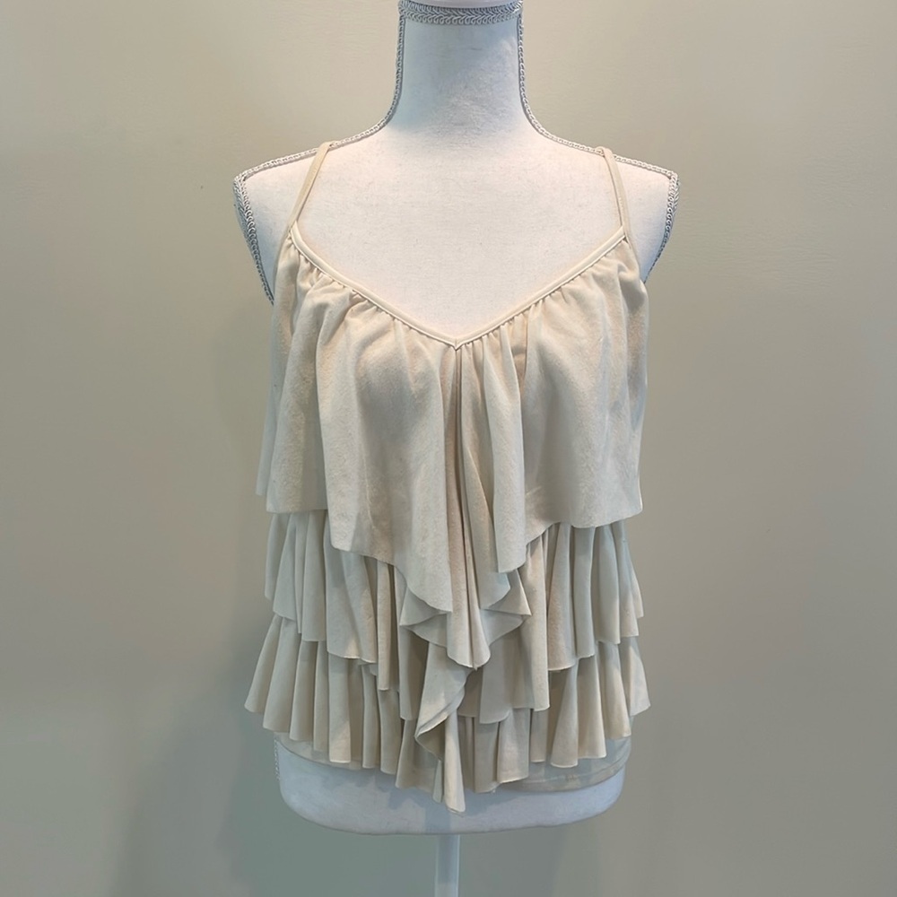 My Story Off White Layered Tiered Ruffled Cami. Medium